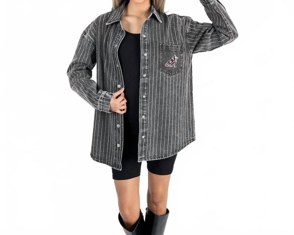 NEW GAMEDAY COUTURE texas a&m micro rhinestone shirt in gray denim wash / burgun